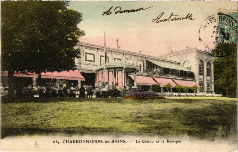 Carte postale ancienne Charbonnieres-les-Bains Le Casino et le Kiosque à Charbonnières-les-Bains