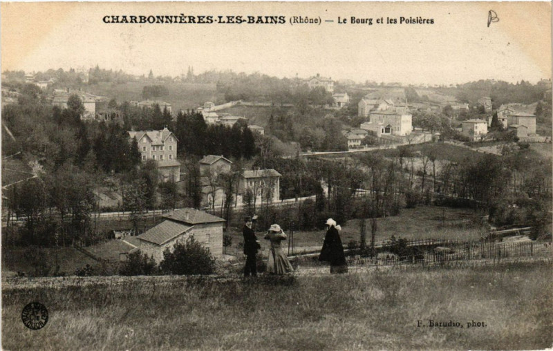 Carte postale ancienne Charbonnieres-les-Bains Le Bourg et les Poisieres à Charbonnières-les-Bains