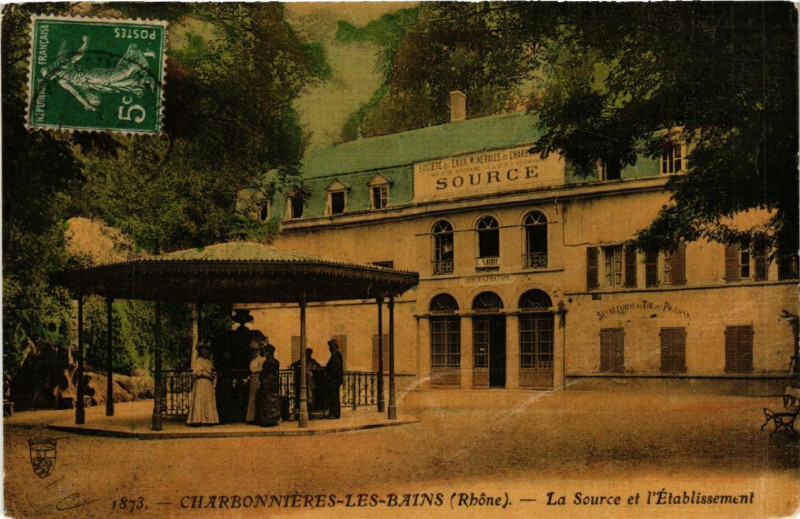Carte postale ancienne Charbonnieres-les-Bains La Source et l'Etabl. à Charbonnières-les-Bains