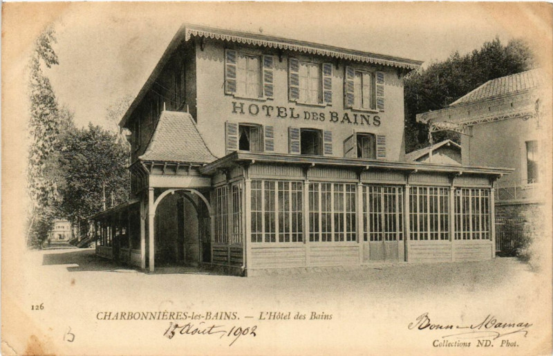 Carte postale ancienne Charbonnieres-les-Bains Hotel des Bains à Charbonnières-les-Bains