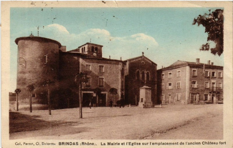 Carte postale ancienne Birndas La Mairie et l'Eglise sur l'emplacement