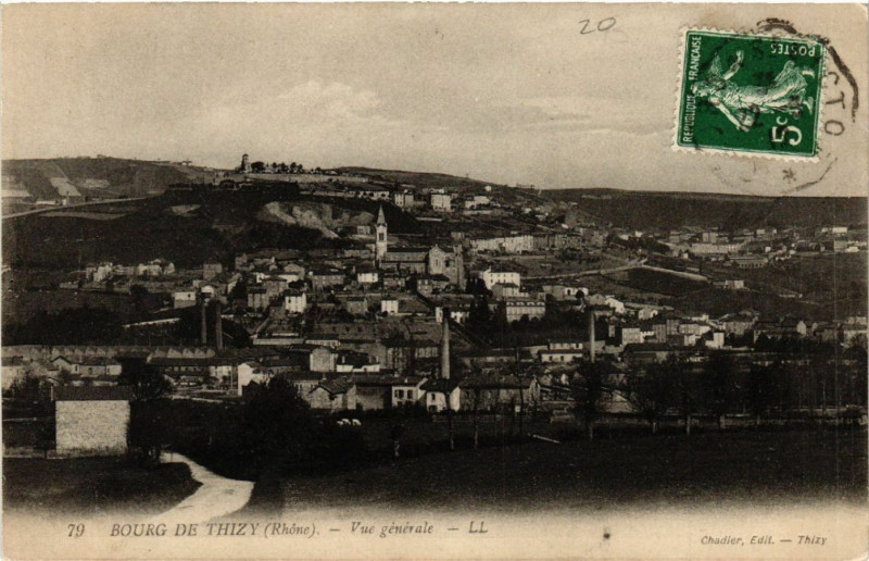 Carte postale ancienne Bourg-de-Thizy Vue générale