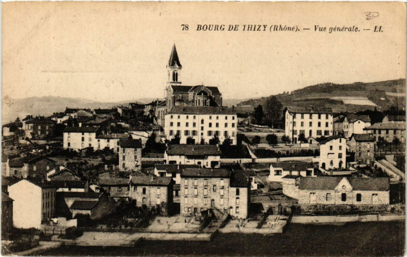 Carte postale ancienne Bourg-de-Thizy Vue générale