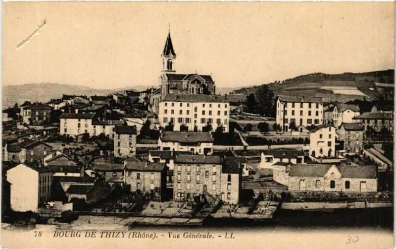 Carte postale ancienne Bourg-de-Thizy Vue générale