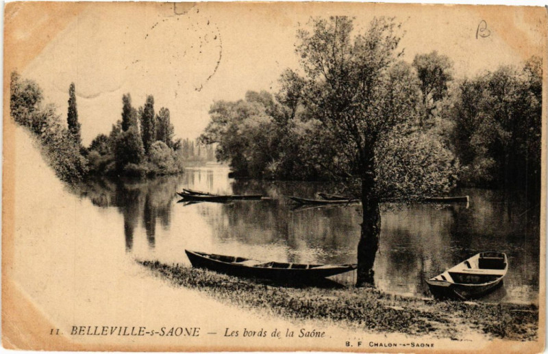 Carte postale ancienne Belleville-sur-Saone Les bords de la Saone