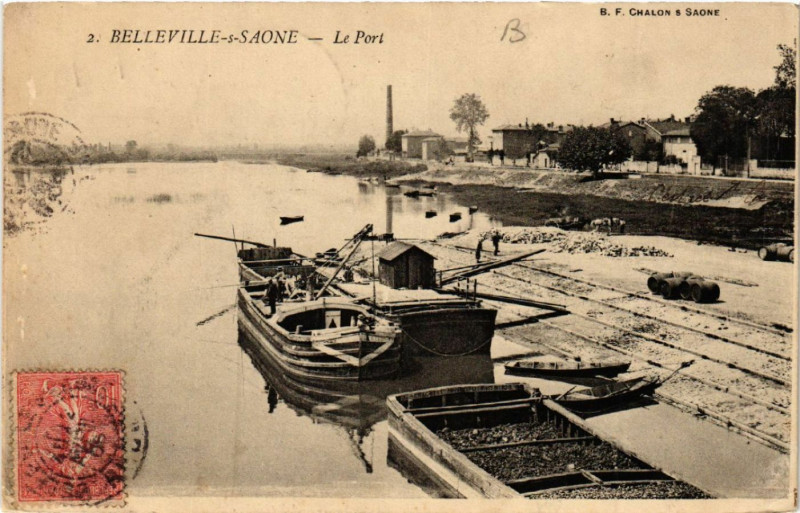 Carte postale ancienne Belleville-sur-Saone Le Port