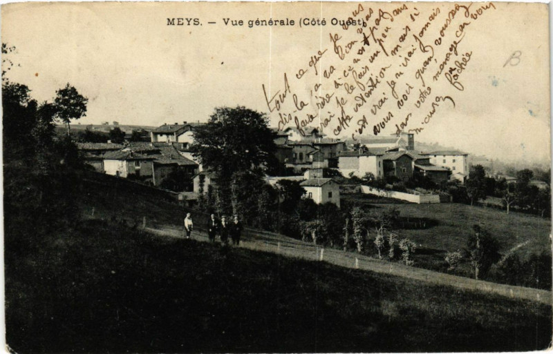 Carte postale ancienne Meys Vue générale. Coute Ouest à Meys