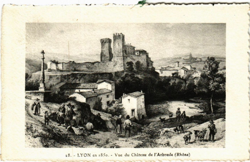 Carte postale ancienne Lyon en 1850 Vue du Chatea de l'Arbresle à Lyon