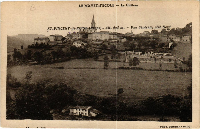 Carte postale ancienne Saint-Vincent-de-Reins vue générale à Saint-Vincent-de-Reins