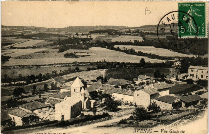 Carte postale ancienne Avenas Vue générale.