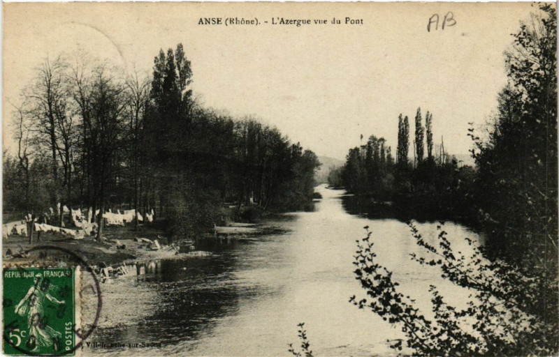 Carte postale ancienne Anse l'Azergues vue du pOnt à Anse