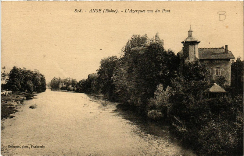 Carte postale ancienne Anse l'Azergues vue du pOnt à Anse