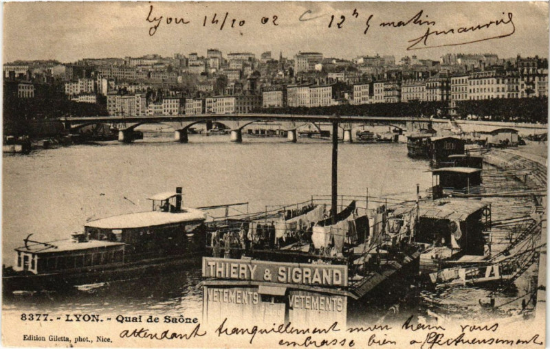 Carte postale ancienne Lyon Quai de Saone à Lyon