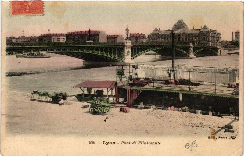 Carte postale ancienne Lyon Pont de l'Universite à Lyon