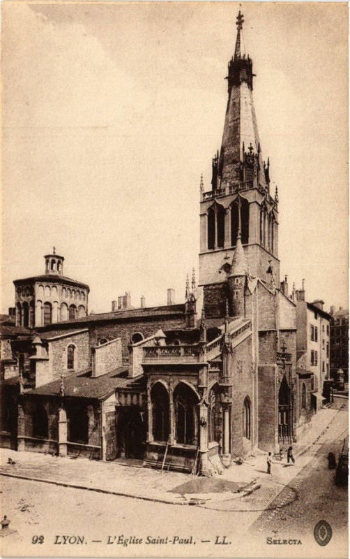 Carte postale ancienne Lyon Eglise St-Paul à Lyon