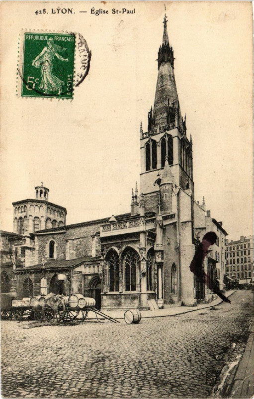 Carte postale ancienne Lyon Eglise St-Paul à Lyon