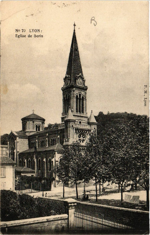 Carte postale ancienne Lyon Eglise de Serin à Lyon