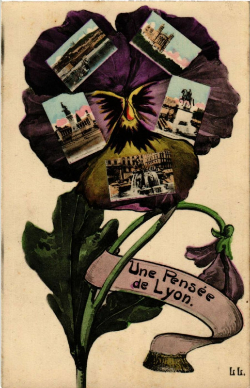 Carte postale ancienne Une Pensée de Lyon à Lyon
