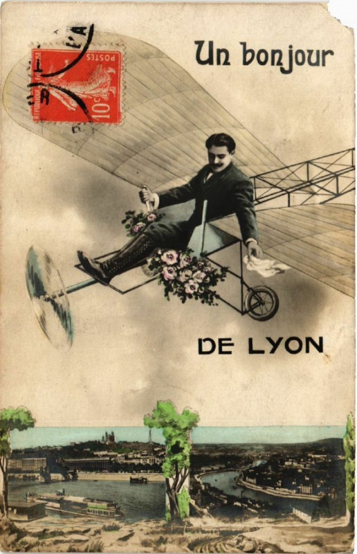 Carte postale ancienne Un Bonjour de Lyon à Lyon