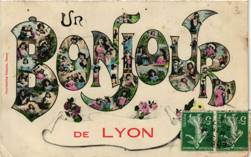 Carte postale ancienne Un Bonjour de Lyon à Lyon