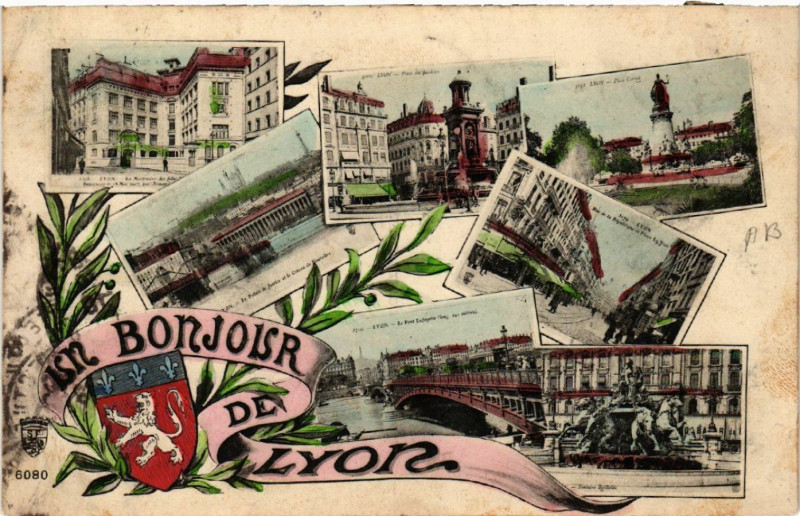 Carte postale ancienne Un Bonjour de Lyon à Lyon
