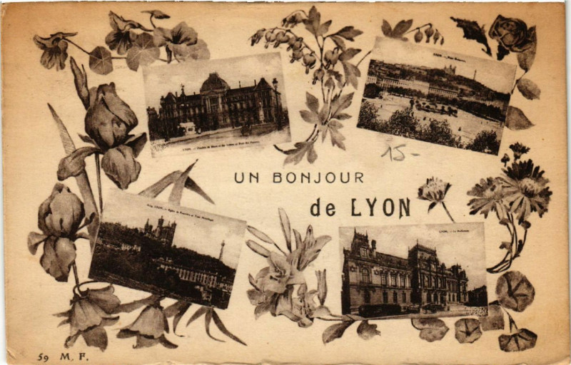 Carte postale ancienne Un Bonjour de Lyon à Lyon