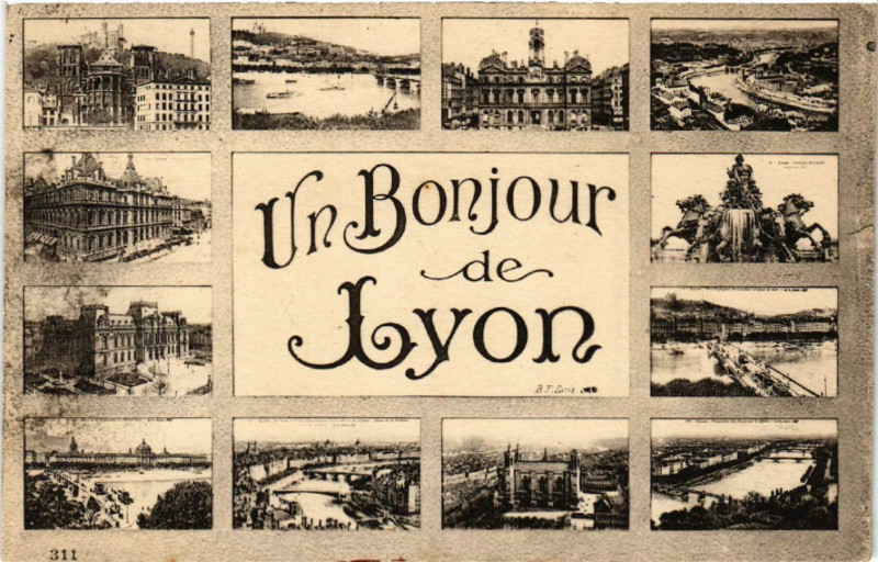 Carte postale ancienne Un Bonjour de Lyon à Lyon