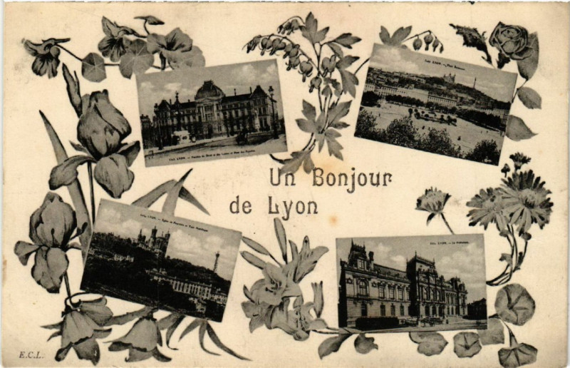 Carte postale ancienne Un Bonjour de Lyon à Lyon