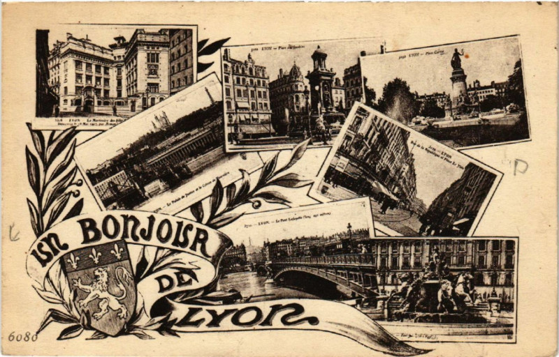 Carte postale ancienne Un Bonjour de Lyon à Lyon