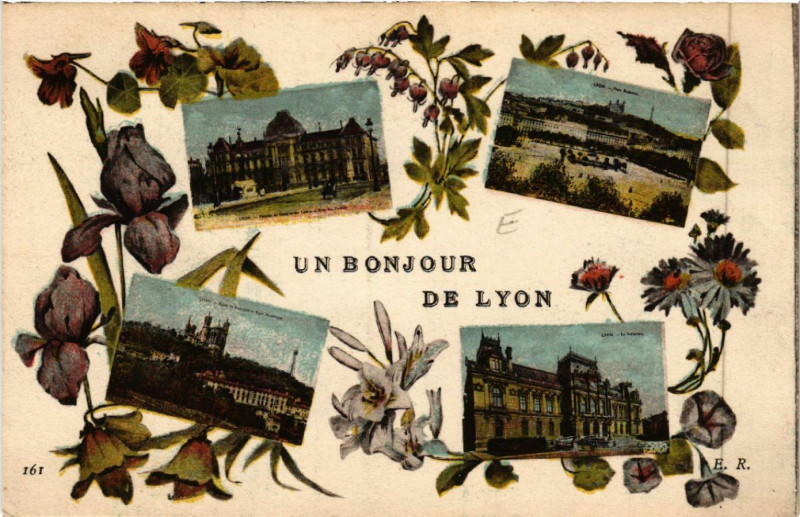 Carte postale ancienne Un Bonjour de Lyon à Lyon
