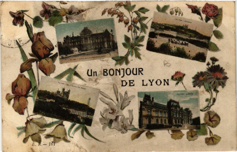 Carte postale ancienne Un Bonjour de Lyon à Lyon