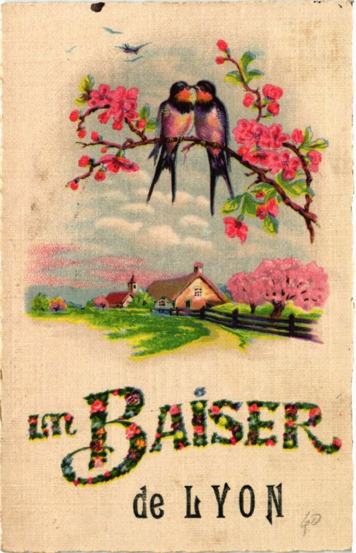 Carte postale ancienne Un Baiser de Lyon à Lyon