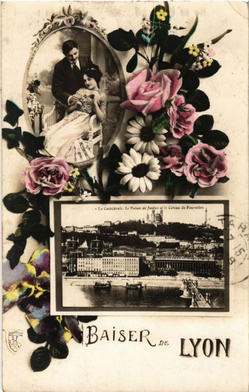 Carte postale ancienne Un Baiser de Lyon à Lyon