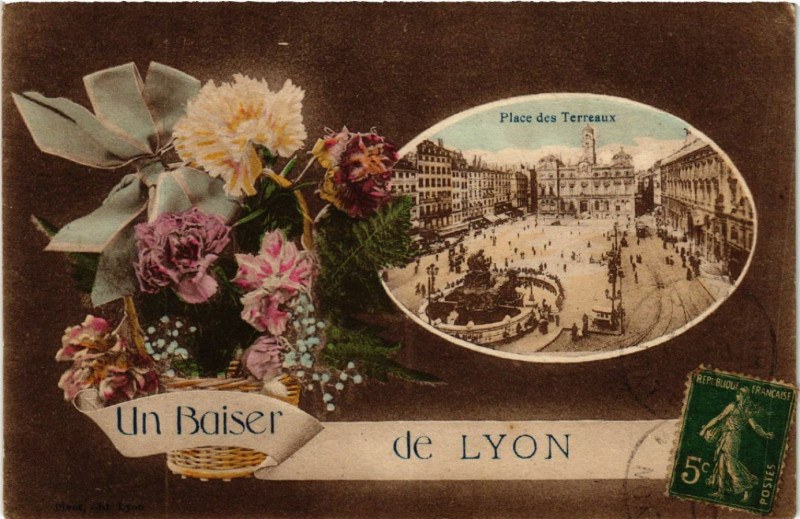 Carte postale ancienne Un Baiser de Lyon à Lyon