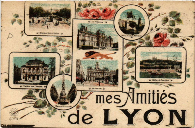 Carte postale ancienne Mes Amitiés de Lyon à Lyon