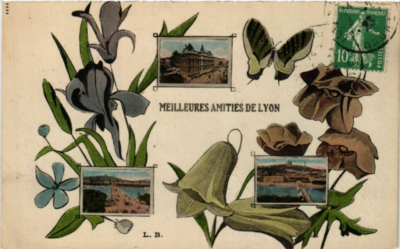 Carte postale ancienne Meilleures Amitiés de Lyon à Lyon