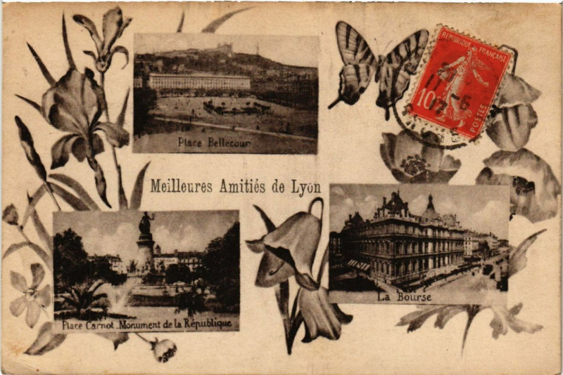 Carte postale ancienne Meilleures Amitiés de Lyon à Lyon
