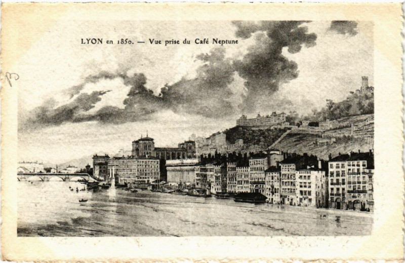 Carte postale ancienne Lyon Vue prise du Café Neptune à Lyon