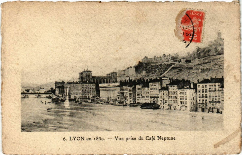Carte postale ancienne Lyon Vue prise du Café Neptune à Lyon