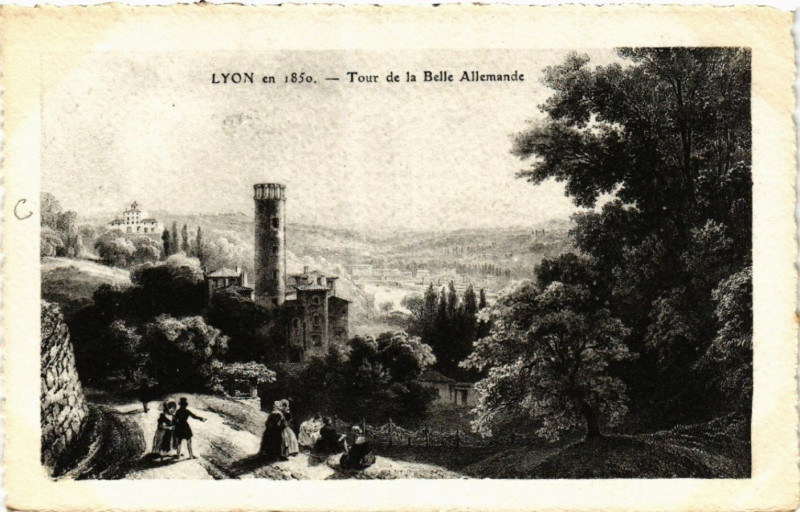 Carte postale ancienne Lyon Tour de la Belle Allemande à Lyon