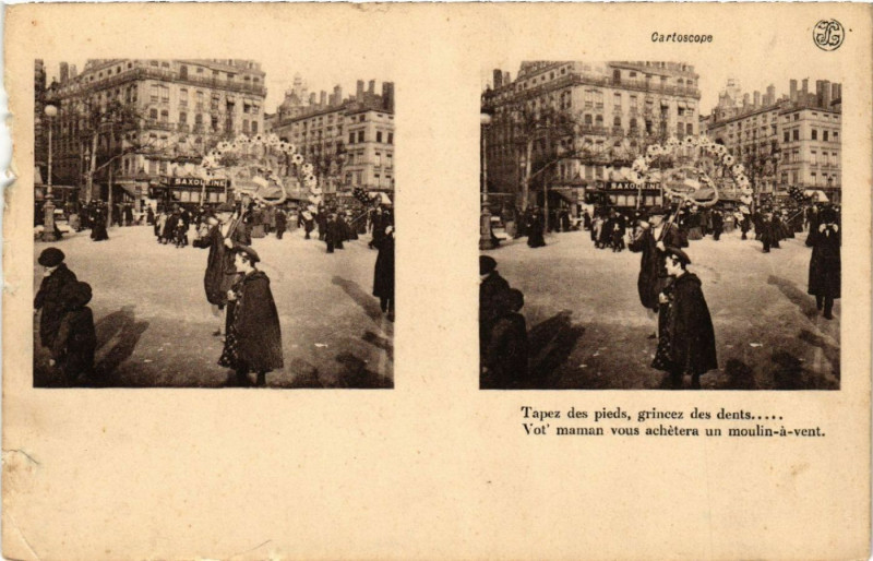 Carte postale ancienne Lyon Tape des pieds grince des dents. à Lyon