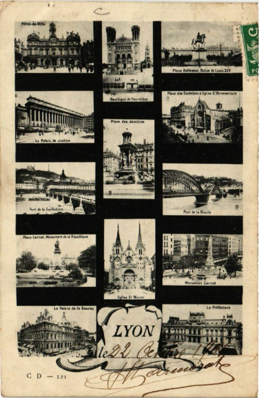 Carte postale ancienne Lyon Souvenir à Lyon