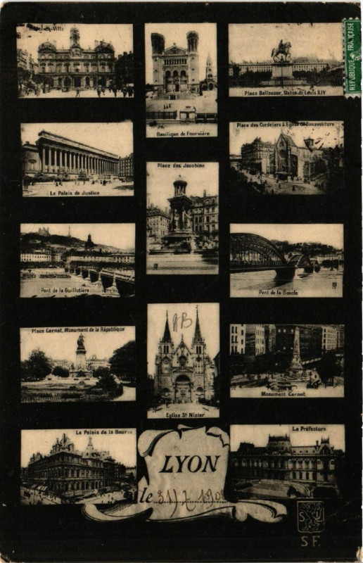 Carte postale ancienne Lyon Souvenir à Lyon