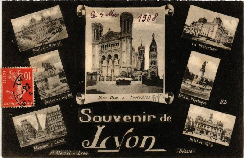 Carte postale ancienne Lyon Souvenir à Lyon