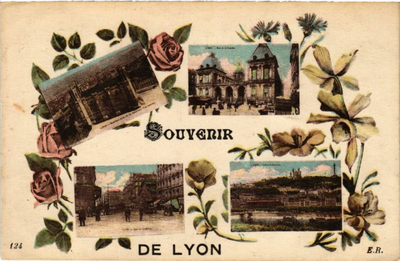 Carte postale ancienne Lyon Souvenir à Lyon