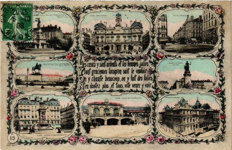 Carte postale ancienne Lyon Souvenir à Lyon