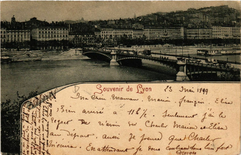 Carte postale ancienne Lyon Souvenir à Lyon