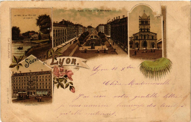 Carte postale ancienne Lyon Souvenir à Lyon