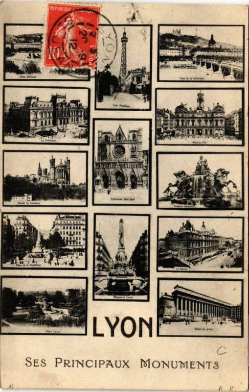 Carte postale ancienne Lyon Ses Principaux Monuments à Lyon