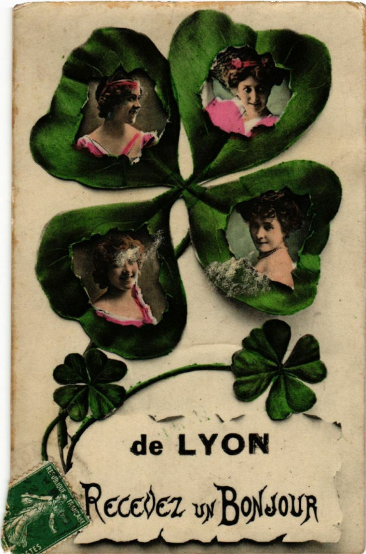 Carte postale ancienne Lyon Recevez ce Porte Bonheur à Lyon